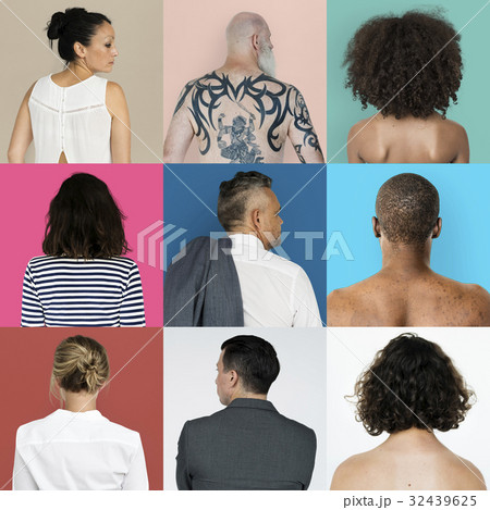 Collages diverse people backview concept 32439625