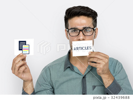 Man hold information concept card 32439688