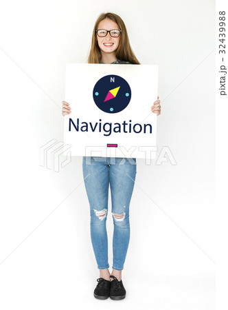 Illustration of direction navigation compass 32439988