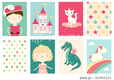 Set of banners with cute fairy-tale characters 32443121