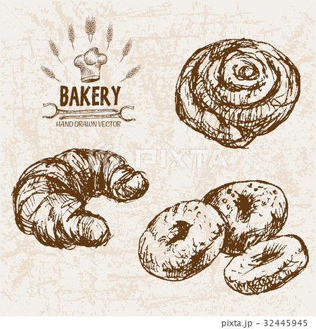 Digital vector detailed line art bakery 32445945
