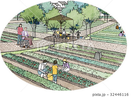 ガーデンセラピー 観光農園 アグリツーリズム 家族で歩く 農園の風景 ガーデンセラピー 観光農園 アグリツーリズム 家族で歩く 農園の風景 32446116