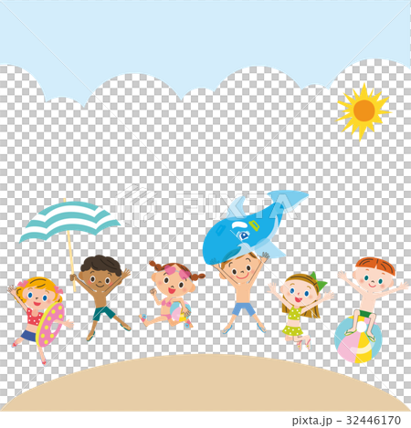 海水浴で遊ぶ子供達 32446170