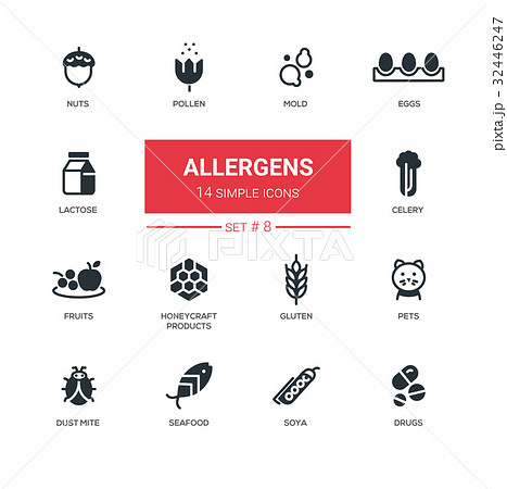 Allergens - Modern simple thin line design icons 32446247