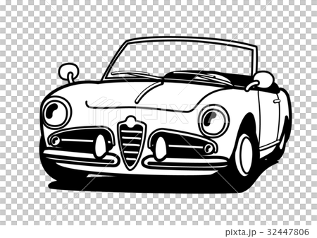 イタリアンヒストリックスポーツ 塗り絵風 自動車イラストのイラスト素材