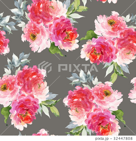 Seamless summer pattern with watercolor flowers 32447808