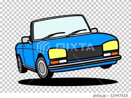 フレンチオープンカー  ジャンプ　青　自動車イラスト 32447810