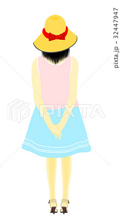 麦わら帽子の少女のイラスト素材
