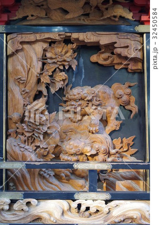 信州 松本の文化財 須々岐水神社の祭りの舞台 薄町町の舞台の彫刻 立川流彫刻の舞台(山車)は長野県宝 信州 松本の文化財 須々岐水神社の祭りの舞台 薄町町の舞台の彫刻 立川流彫刻の舞台(山車)は長野県宝 32450584