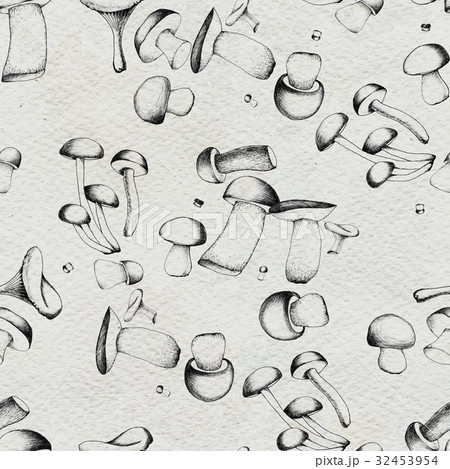 Hand drawn seamless pattern with mushrooms. 32453954