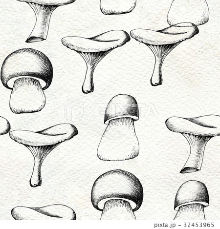 Hand drawn seamless pattern with mushrooms. 32453965