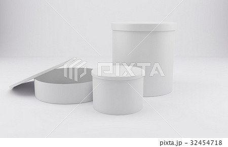 White round 3d package box. 3D rendering. 32454718