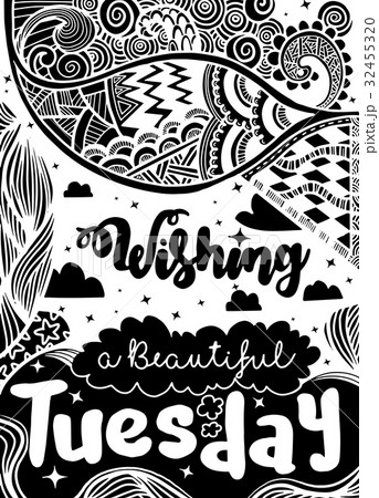 Week days quotes. Tuesday.Vector ethnic pattern  32455320