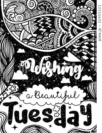 Week days quotes. Tuesday.Vector ethnic pattern  32455321