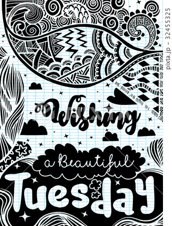 Week days quotes. Tuesday.Vector ethnic pattern  32455325