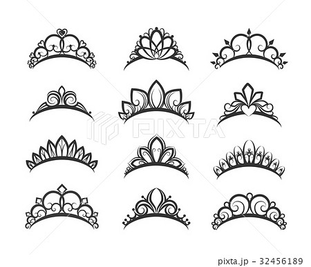 Beautiful Queen Tiaras Setのイラスト素材