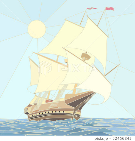 Illustration of sailing ships of the 17th century. 32456843
