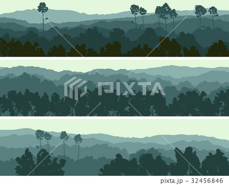 Horizontal banners of hills deciduous wood. 32456846