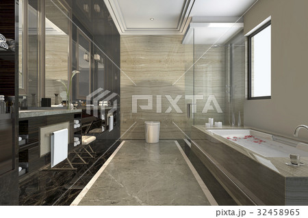 modern classic bathroom with luxury tile decor  32458965