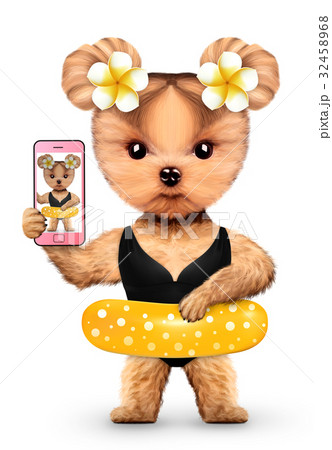 Animal taking selfie in bikini and swimming ring 32458968