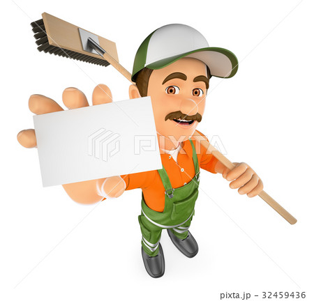 3D Street sweeper with a blank card 32459436