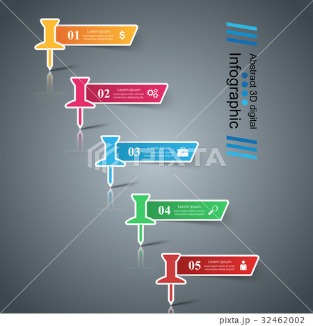 3D digital illustration Infographic. Pin icon. 32462002