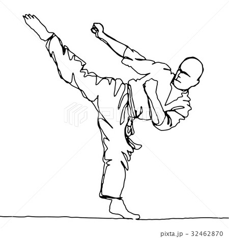 continuous line drawing of karate athlete continuous line drawing of karate athlete 32462870