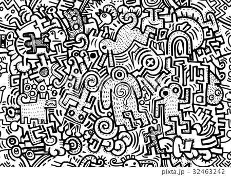 Hand drawn doodle Monster City, drawing seamless Hand drawn doodle Monster City, drawing seamless 32463242