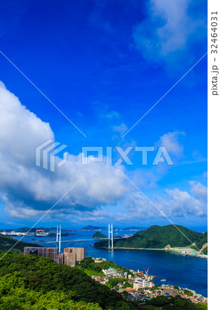 鍋冠山　展望台　長崎港と女神大橋の風景 32464031
