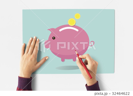 Piggy Bank Money Savings Future Investment Word Graphic 32464622