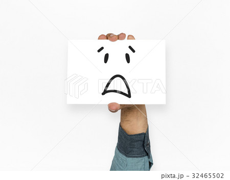 Illustration of awful sadness face on banner Illustration of awful sadness face on banner 32465502