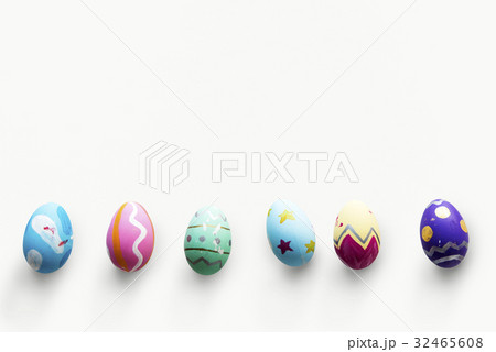 A variety easter painted eggs isolated on background. A variety easter painted eggs isolated on background. 32465608