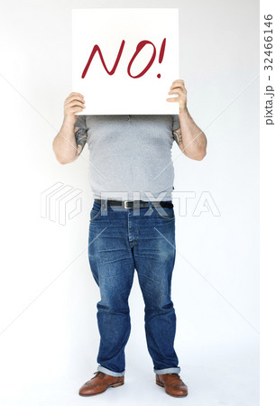 Man hold caution alert sign Man hold caution alert sign 32466146