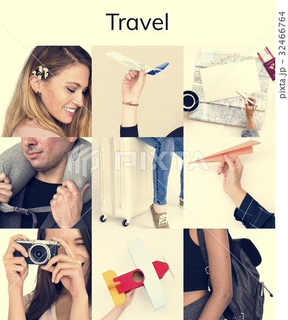 Set of People Traveling Journey Studio Collage Set of People Traveling Journey Studio Collage 32466764