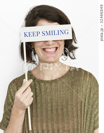 Woman holding banner network graphic overlay Woman holding banner network graphic overlay 32466849