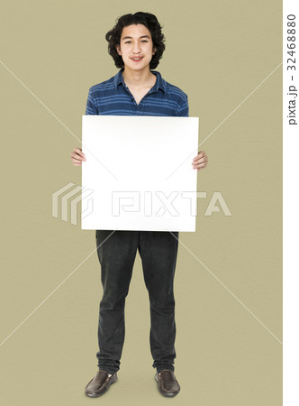Person Standing and Holding empty Placard 32468880