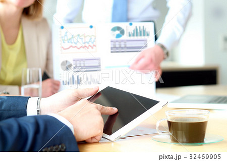 Business woman and man working and analyzing  32469905