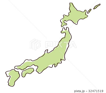 ざっくり描かれた日本地図のイラスト素材