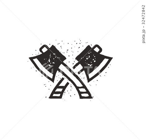 Two crossed axes illustration. Silhouette style 32472842