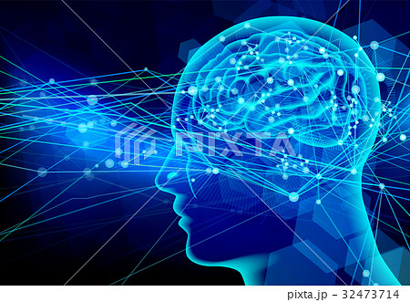 脳の伝達の様子 青のイラスト素材