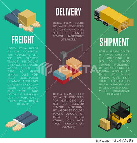 Freight delivery and shipment banners set 32473998