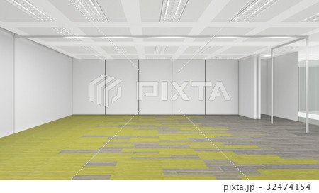 empty room in office corporate, 3d render interior design, mock 32474154