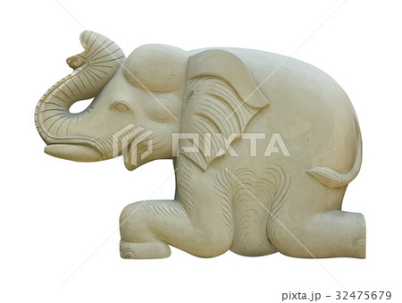 gray stone elephant statue on white background gray stone elephant statue on white background 32475679