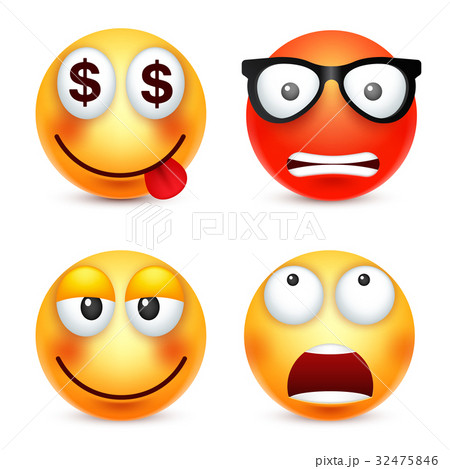 Smiley,emoticon set. Yellow face with emotions Smiley,emoticon set. Yellow face with emotions 32475846