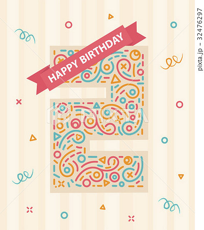 Happy birthday number 2 Greeting card for two year 32476297