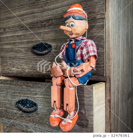 Pinocchio puppet made from wood.の写真素材 [32476361] - PIXTA