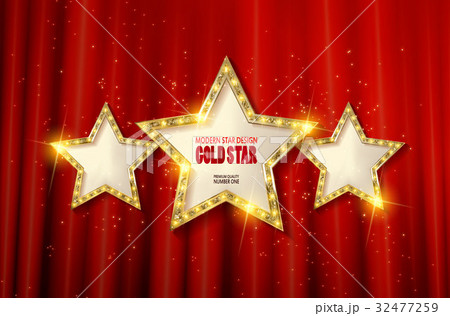 Retro light sign. Three gold stars. Retro light sign. Three gold stars. 32477259
