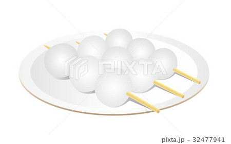 和菓子 串団子 白玉だんご 皿2のイラスト素材
