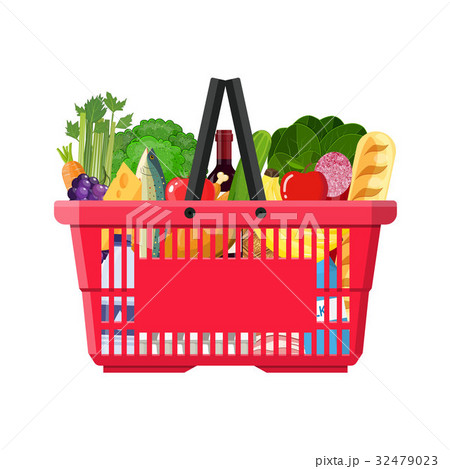 Paper shopping bag full of groceries products. Paper shopping bag full of groceries products. 32479023