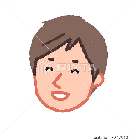 笑う男性の顔 ２ やや茶髪のイラスト素材